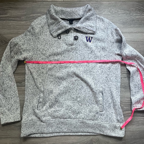 Champion Elite Gray NCAA University of Washington Button Collar Sweatshirt XL - Picture 5 of 8